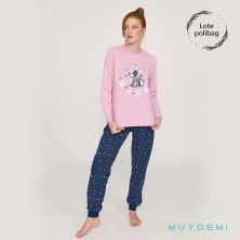 Pijama Invierno Mujer rosa y marino Muydemi
