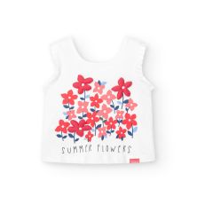 Camiseta niña tirante flores plisada Boboli