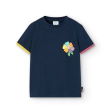Camiseta niña manga corta marino flor Boboli