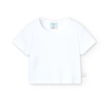 Camiseta manga corta niña Boboli blanca