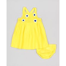 Vestido bebe niña con croché amarillo