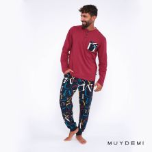 Pijama invierno hombre Muydemi burdeos