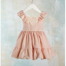 Vestido ceremonia bambula lino capelina rosa ,Lilus