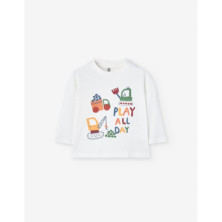 Camiseta bebé manga larga blanca con print Losan