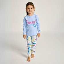 Pijama invierno niña algodón celeste Muydemi