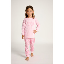 Pijama invierno niña algodón afelpado rosa Muydemi