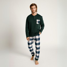 Pijama invierno hombre Muydemi  marino botones