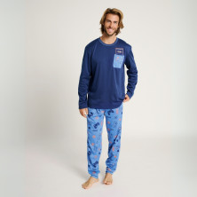 Pijama invierno hombre Muydemi  Azul y azafata