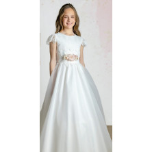 Vestido comunión niña  falda capa ,cuerpo beig Lilus