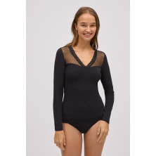CAMISETA MUJER MANGA LARGA  YSABEL MORA NEGRO