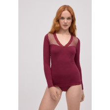 CAMISETA MUJER MANGA LARGA  YSABEL MORA GRANATE