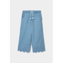 Pantalón denim bordado de niña -Boboli