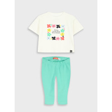 Conjunto verano niña camiseta blanca + leggins flores Energiers