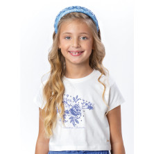 Camiseta manga corta crudo ,bordado azul Energiers