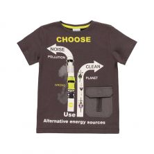 Camiseta punto "save the planet" de niño pizarra