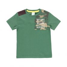 Camiseta punto combinada de niño bosque
