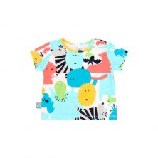 Camiseta punto de bebé - orgánico estampado animales puzzle