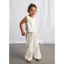 Pantalon largo lino bordado Mayoral
