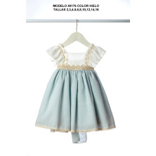 Vestido ceremonia talle alto bambula hielo