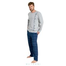 Pijama invierno hombre algodón gris/marino muydemi