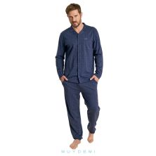 Pijama invierno hombre abierto abotonado marino muydemi
