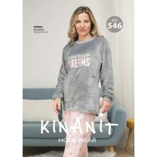 Pijama  mujer nacarina gris y rosa Kinanit