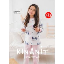 Pijama niña coralina blanco y rosa Kinanit