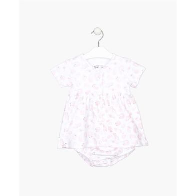 Vestido De New Born Niña Manga Corta En Interlock Y Braguita