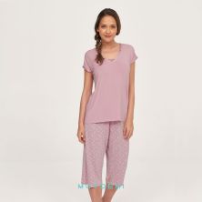 Pijama verano mujer Muydemi,pantalón pirata /camiseta manga corta