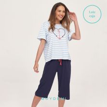 Pijama verano mujer Muydemi  manga corta y pantalón pirata