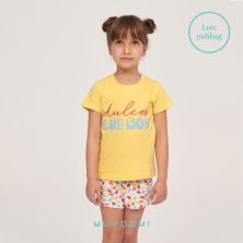 Pijama verano niña Muydemi "Dulces sueños" amarillo